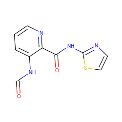 O=CNc1cccnc1C(=O)Nc1nccs1 ZINC000013521829