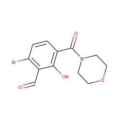 O=Cc1c(Br)ccc(C(=O)N2CCOCC2)c1O ZINC000116440343