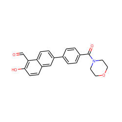 O=Cc1c(O)ccc2cc(-c3ccc(C(=O)N4CCOCC4)cc3)ccc12 ZINC000169699713