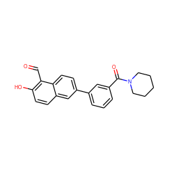 O=Cc1c(O)ccc2cc(-c3cccc(C(=O)N4CCCCC4)c3)ccc12 ZINC000169699707