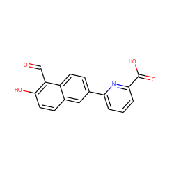 O=Cc1c(O)ccc2cc(-c3cccc(C(=O)O)n3)ccc12 ZINC000116439330