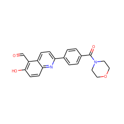 O=Cc1c(O)ccc2nc(-c3ccc(C(=O)N4CCOCC4)cc3)ccc12 ZINC000221063434