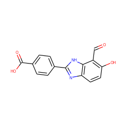 O=Cc1c(O)ccc2nc(-c3ccc(C(=O)O)cc3)[nH]c12 ZINC000166897649