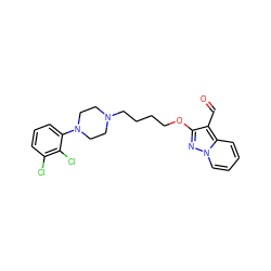 O=Cc1c(OCCCCN2CCN(c3cccc(Cl)c3Cl)CC2)nn2ccccc12 ZINC000149853140