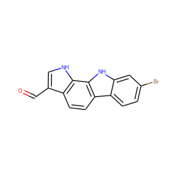 O=Cc1c[nH]c2c1ccc1c3ccc(Br)cc3[nH]c12 ZINC000064491725