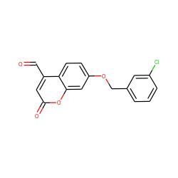 O=Cc1cc(=O)oc2cc(OCc3cccc(Cl)c3)ccc12 ZINC000014970152