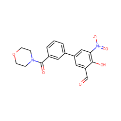 O=Cc1cc(-c2cccc(C(=O)N3CCOCC3)c2)cc([N+](=O)[O-])c1O ZINC000169699647