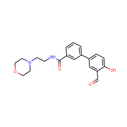 O=Cc1cc(-c2cccc(C(=O)NCCN3CCOCC3)c2)ccc1O ZINC000169699680