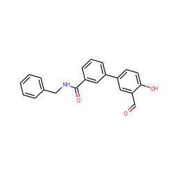 O=Cc1cc(-c2cccc(C(=O)NCc3ccccc3)c2)ccc1O ZINC000144866989