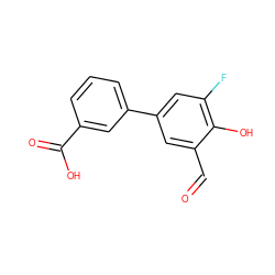 O=Cc1cc(-c2cccc(C(=O)O)c2)cc(F)c1O ZINC000169699661