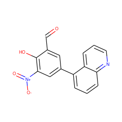 O=Cc1cc(-c2cccc3ncccc23)cc([N+](=O)[O-])c1O ZINC000169699606