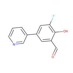 O=Cc1cc(-c2cccnc2)cc(F)c1O ZINC000169699599