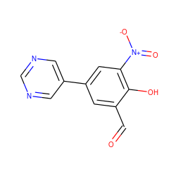 O=Cc1cc(-c2cncnc2)cc([N+](=O)[O-])c1O ZINC000169699622