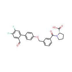 O=Cc1cc(F)c(F)cc1-c1ccc(OCc2cccc(C(=O)N3CCC[C@H]3C(=O)O)c2)cc1 ZINC000221670839