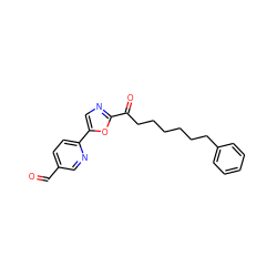 O=Cc1ccc(-c2cnc(C(=O)CCCCCCc3ccccc3)o2)nc1 ZINC000103239594