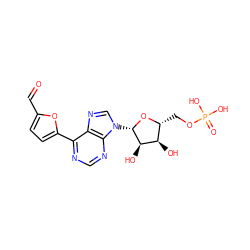 O=Cc1ccc(-c2ncnc3c2ncn3[C@@H]2O[C@H](COP(=O)(O)O)[C@@H](O)[C@H]2O)o1 ZINC000299828866