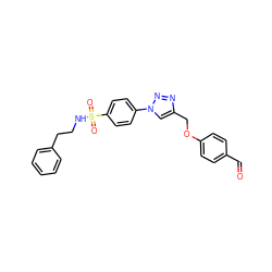 O=Cc1ccc(OCc2cn(-c3ccc(S(=O)(=O)NCCc4ccccc4)cc3)nn2)cc1 ZINC000096933874