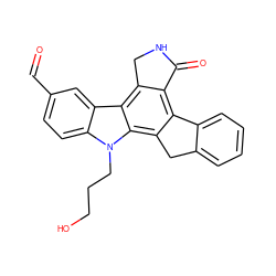 O=Cc1ccc2c(c1)c1c3c(c4c(c1n2CCCO)Cc1ccccc1-4)C(=O)NC3 ZINC000013530071