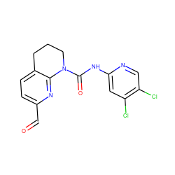 O=Cc1ccc2c(n1)N(C(=O)Nc1cc(Cl)c(Cl)cn1)CCC2 ZINC001772577794