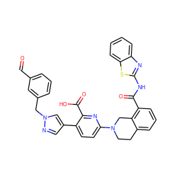 O=Cc1cccc(Cn2cc(-c3ccc(N4CCc5cccc(C(=O)Nc6nc7ccccc7s6)c5C4)nc3C(=O)O)cn2)c1 ZINC000144484188