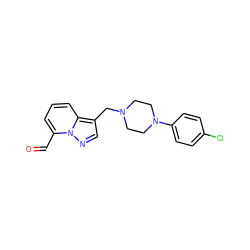 O=Cc1cccc2c(CN3CCN(c4ccc(Cl)cc4)CC3)cnn12 ZINC000013438680