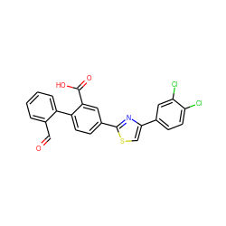 O=Cc1ccccc1-c1ccc(-c2nc(-c3ccc(Cl)c(Cl)c3)cs2)cc1C(=O)O ZINC000219598499