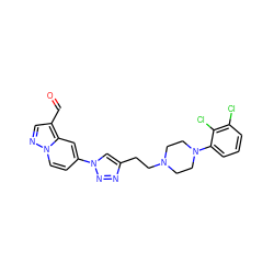 O=Cc1cnn2ccc(-n3cc(CCN4CCN(c5cccc(Cl)c5Cl)CC4)nn3)cc12 ZINC000473112406