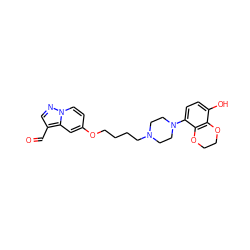 O=Cc1cnn2ccc(OCCCCN3CCN(c4ccc(O)c5c4OCCO5)CC3)cc12 ZINC001772576652