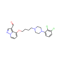 O=Cc1cnn2cccc(OCCCCN3CCN(c4cccc(Cl)c4Cl)CC3)c12 ZINC000149901225