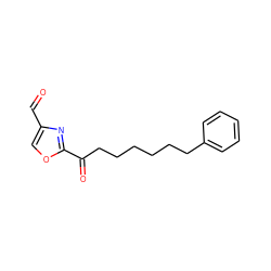 O=Cc1coc(C(=O)CCCCCCc2ccccc2)n1 ZINC000040393628