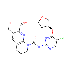 O=Cc1nc2c(cc1CO)CCCN2C(=O)Nc1ncc(Cl)c(O[C@H]2CCOC2)n1 ZINC001772602262