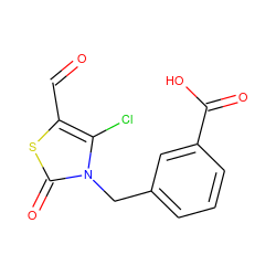 O=Cc1sc(=O)n(Cc2cccc(C(=O)O)c2)c1Cl ZINC000004899321