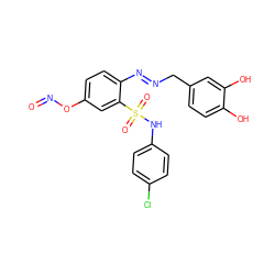 O=NOc1ccc(/N=N/Cc2ccc(O)c(O)c2)c(S(=O)(=O)Nc2ccc(Cl)cc2)c1 ZINC000169694634