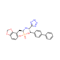 O=P(O)(O)[C@@H](Cc1cccc2c1OCO2)N[C@@H](Cc1ccc(-c2ccccc2)cc1)c1nn[nH]n1 ZINC000026006176