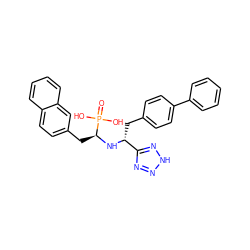 O=P(O)(O)[C@H](Cc1ccc2ccccc2c1)N[C@H](Cc1ccc(-c2ccccc2)cc1)c1nn[nH]n1 ZINC000026007084