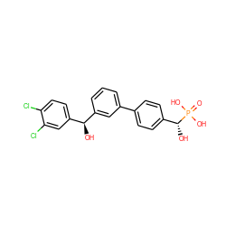 O=P(O)(O)[C@H](O)c1ccc(-c2cccc([C@@H](O)c3ccc(Cl)c(Cl)c3)c2)cc1 ZINC000096284978