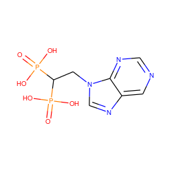 O=P(O)(O)C(Cn1cnc2cncnc21)P(=O)(O)O ZINC000040846382