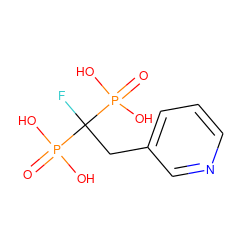 O=P(O)(O)C(F)(Cc1cccnc1)P(=O)(O)O ZINC000028866114