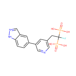 O=P(O)(O)C(F)(Cc1cncc(-c2ccc3[nH]ncc3c2)c1)P(=O)(O)O ZINC000064548777