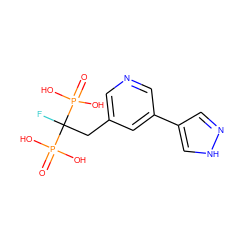 O=P(O)(O)C(F)(Cc1cncc(-c2cn[nH]c2)c1)P(=O)(O)O ZINC000064548618