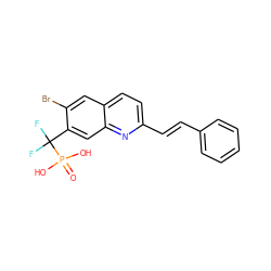 O=P(O)(O)C(F)(F)c1cc2nc(/C=C/c3ccccc3)ccc2cc1Br ZINC000029047906