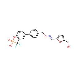 O=P(O)(O)C(F)(F)c1cccc(-c2ccc(CO/N=C/c3ccc(CO)o3)cc2)c1 ZINC000071329802