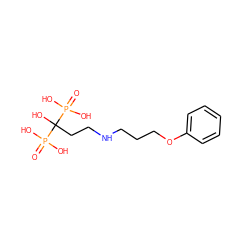 O=P(O)(O)C(O)(CCNCCCOc1ccccc1)P(=O)(O)O ZINC000013529702