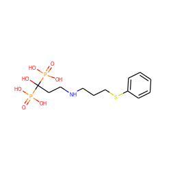 O=P(O)(O)C(O)(CCNCCCSc1ccccc1)P(=O)(O)O ZINC000026749119