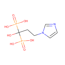 O=P(O)(O)C(O)(CCn1ccnc1)P(=O)(O)O ZINC000026742421