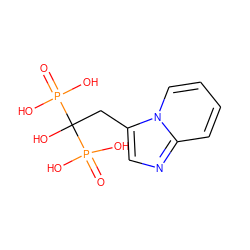 O=P(O)(O)C(O)(Cc1cnc2ccccn12)P(=O)(O)O ZINC000003803518