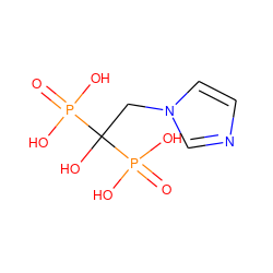 O=P(O)(O)C(O)(Cn1ccnc1)P(=O)(O)O ZINC000003803652