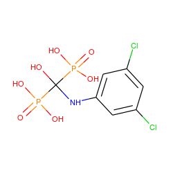 O=P(O)(O)C(O)(Nc1cc(Cl)cc(Cl)c1)P(=O)(O)O ZINC000013529716