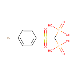 O=P(O)(O)C(P(=O)(O)O)S(=O)(=O)c1ccc(Br)cc1 ZINC000169351253