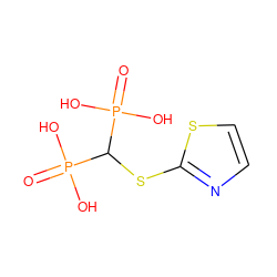 O=P(O)(O)C(Sc1nccs1)P(=O)(O)O ZINC000026748627